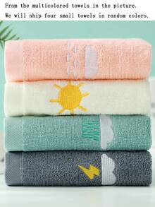 1/2/4/6件純棉可愛小長方形毛巾 9.84*17.71英吋，刺繡天氣圖案，中性款，適合四季使用，吸水性強、柔軟、快乾，適用於浴室、廚房、節日禮物、居家與學校使用 - 彩色 - 查看 11
