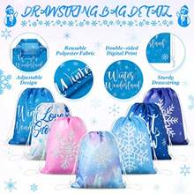 TFKI Frozen Party Favors Bags For Winter Snowflake Birthday Favor Drawstring Goodies Bags Wonderland Gift For Candy Boys Girls Themed Baby Shower Party Supplies 28 Pack - violetbleuroseblanc - Voir 4