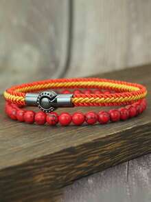 diffone 2 Pcs/Set Handmade 6mm Stone Beads Bracelet Magnetic Rope Couple Bracelet For Men Wristband Jewelry - Men's Bracelet Set - View 7