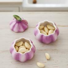 1pc Purple Garlic Ceramic Storage Jar - Tabletop Organizer Box With Lid, Decorative Kitchen & Dining Decor, Durable Ceramic For Home, Office, Or Gift, Perfect For Garlic, Spices, And Small Items, Garlic Storage, Romantic Theme Kitchen Storage Jars - Multicolor - View 13