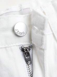 Young Boy Beige Wide Leg Cargo Jeans, Multi-Pocket Versatile Adjustable Waist Casual Denim Workwear Pants, Back To School - White - View 7