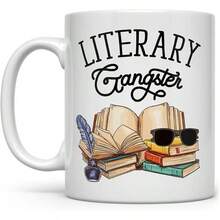 Taza de café divertida para amantes de los libros, taza de gángster literario, regalos para bibliófilos lectores libreros (11oz) - Multicolor - Ver 2