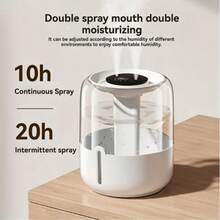 Large Capacity Quiet Humidifier With Digital Display & Night Light - Dual-Mode Operation, USB-Powered, 10.14oz/H Humidification, 1.61-2.64gal Capacity, Modern Aesthetic | Sleek Design | Plastic Construction, Humidifier For Room - Beige - View 4