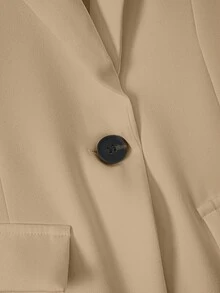 Jaket Tipis Kasual/Kerja Wanita Lengan Panjang Kerah Lapel Warna Polos, Kancing Tunggal, Musim Gugur - Aprikot - View 4