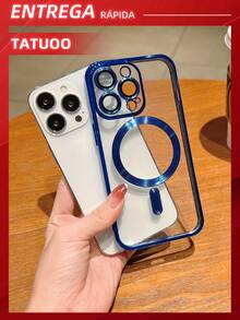 1 Piece Plating Phone Case With Camera Protection, Magnetically Induced Ultra-Thin TPU Clear Case, Compatible With Apple 16/16Pro/16Plus/16Pro Max - 深藍 - 查看 2