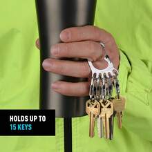 Nite Ize BigFoot Locker KeyRack - Llavero de mosquetón de acero inoxidable con 5 mosquetones de acero inoxidable en forma de S para sujetar las llaves por separado y de forma segura - Inoxidable - Ver 5