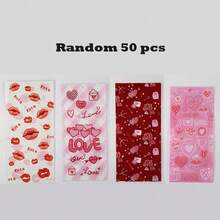 50 túi đựng quà tặng ngày lễ tình nhân, thiết kế hình trái tim và đôi môi, túi đựng quà tặng cho tiệc lễ tình nhân, túi đựng kẹo (không tiếp xúc trực tiếp với thực phẩm), túi đựng quà tặng cho tiệc ngày lễ - Nhiều màu - Xem 7