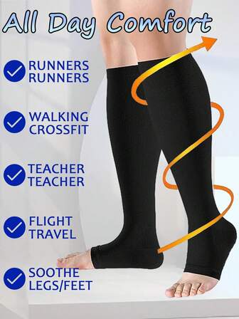 Copper Wellow Women Men Compression Socks Toeless Open Toe Footless Knee High Non-Slip Knee High Sports Medies Fit Cycling Running Sport Gym, Cozy