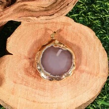 1 قطعة قلادة شريحة من الأجاص الطبيعي، قلادة حجر خام مطلية بالذهب، مجوهرات أحجار كريمة ملونة، قلادة بوهيمية من البلورات للنساء - متعدد الألوان - مشاهدة 10