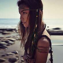 Boho Feather Headband Viking Headpiece Hippie Headbands  Accessories For Women - 白色 - 查看 3