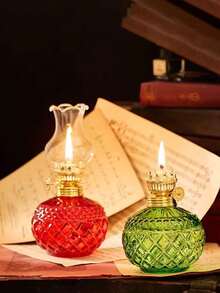 1pc Vintage Crystal Kerosene Lamp, Antique Oil Lamp For Indoor Use (Liquid Not Included), Retro Home Decor Garden Decor Lamp Shade, Christmas Gift, Halloween Gift, Back To School Gift, Living Room Bedroom Decoration - Decorative Lights - View 5