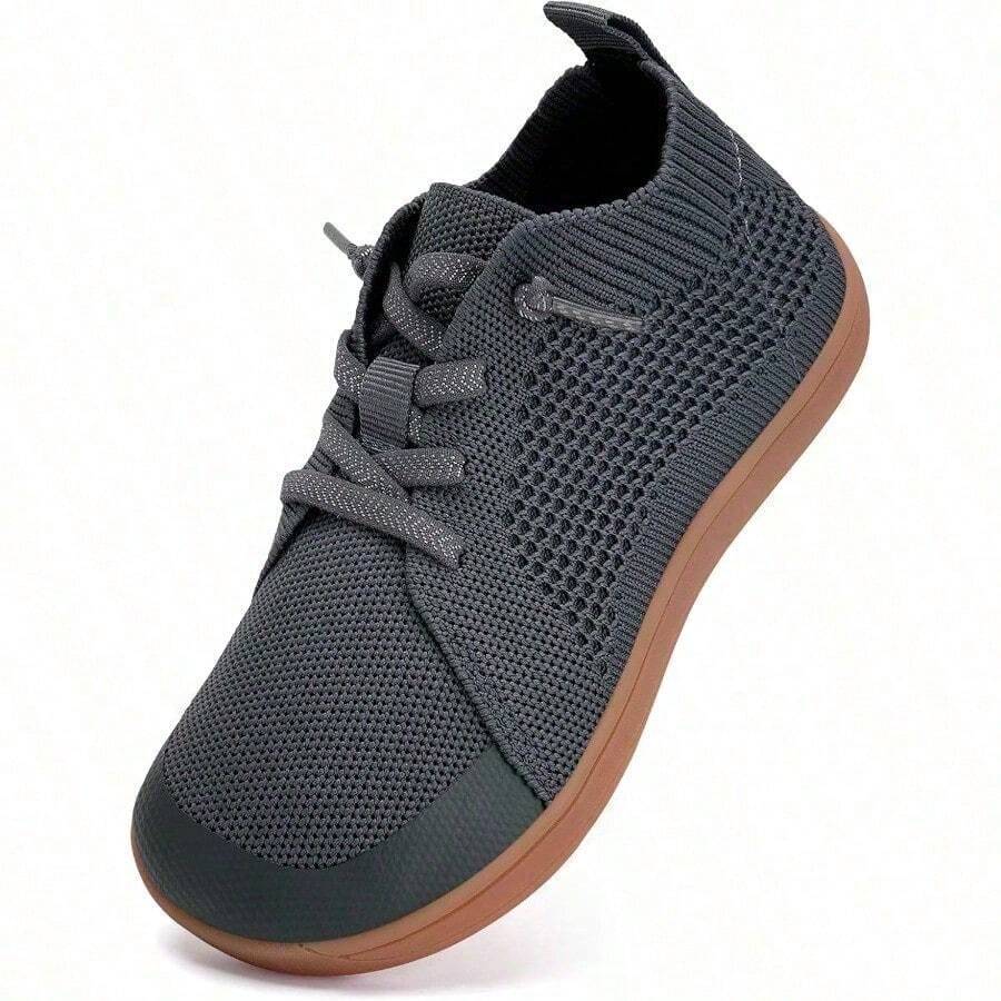 WateLves - Zapatos anchos descalzos para niños y niñas minimalistas ligeros y transpirables zapatos para caminar naturalmente deslizados Ajuste flexible - Grisoscuro - Ver 1