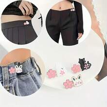 1/2/4pcs Adjustable Waist Buckle With Rabbit, Flower, Cat Design, Buckle-Free Waist Cincher For Jeans, Skirts, Detachable - Multicolor - View 9