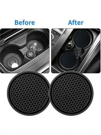 2pcs Black Car Auto Cup Holder Anti Slip Insert Coasters Pads Interior Accessories For Most Cups Accessories