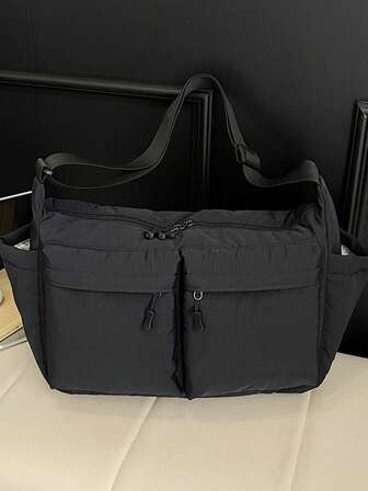 1pc Men's Nylon Sling Bag Shoulder Bag,Nylon Hobo Bag With Adjustable Strap Scratch Resistant And Wear-Resistant Pouch For Passport Money ID Card Credit Card Lightweight For Commute/Commuting Solid Color Gift For Husband