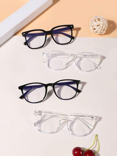 1Set 4PCS Teenagers 12-16Y Candy-Colored Casual Square Frame Blue Light Blocking Glasses Suitable For Daily Reading And School Outfit Matching