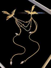 1PC Fire Phoenix Phoenix Brooch Pins Delicate Long Fringe Brooches For Women Men Animal Bird Corsage Clothes Bags Party Accessories