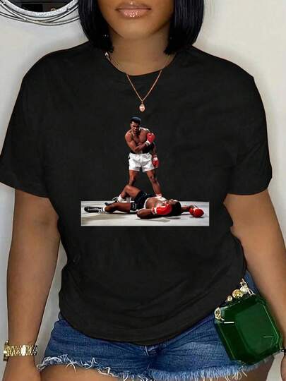 100% Cotton Boxer Standing Over Fallen Opponent T-Shirt Round Neck Short Sleeve Streetwear Breathable Homme Soft Unisex Fashion Shirts