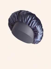 1顶女士缎面宽条纹弹力宽檐睡眠帽，适合头发较少或较短的人士