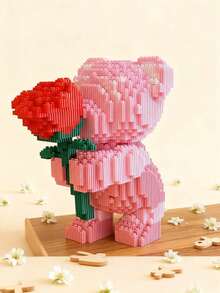 3996片装小熊花束造型积木，DIY浪漫拼装玩具，收藏模型，家居装饰，生日礼物，情人节礼物，单件装房间装饰 - 彩色 - 查看 8