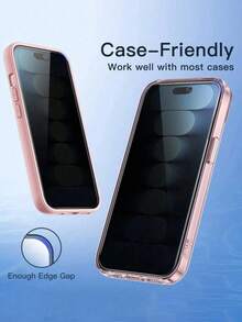 3pcs Privacy Screen Protector Compatible With IPhone 15/15 Plus/15 Pro/15 Pro Max/14/14 Plus/14 Pro/14 Pro Max/13 Mini/13/13 Pro/13 Pro Max/12 Mini, Compatible With IPhone 16/16 Pro/16 Plus/16 Pro Max/17/17 Air/17 Pro/17 Pro Max, Tempered Glass, Anti-Scratch, Anti-Fingerprint, Anti-Drop, Anti-Peeping, Perfect Fit With Phone Case - Black - View 6