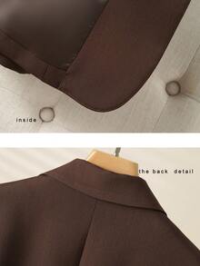 Áo blazer nữ màu trơn thanh lịch và thời trang, phù hợp cho cả những dịp thường ngày và công sở, mùa xuân. - Cà phê nâu - Xem 6