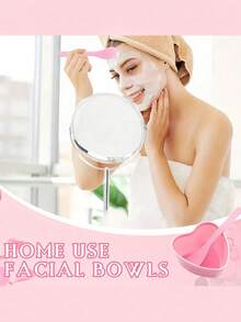 Pink Facial Mask Mixing Bowl Set Heart ShapedFace Mask Bowls With Spoons For DIY Face Masks And Skincare Products DIY Facemask Mixing Tool Reusable Mixing Bowl & Stick Set For Men Women & Estheticians For Home & Salon Use Beauty Salon Essentials Skincare Tool Makeup Supplies Beauty Supplies - Multicolor - View 5