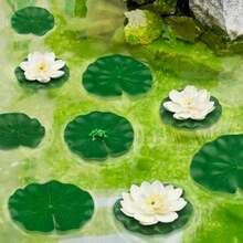 12pcs Elegant Green Leaf White Water Lilies - Durable Plastic Artificial Lotus, Suitable For Aquarium And Home Decoration, Outdoor Pond Decoration, Gifts - Multicolor - View 4