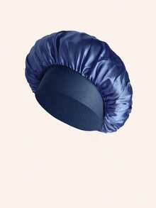 1顶女士缎面宽条纹弹力宽檐睡眠帽，适合头发较少或较短的人士 - 藏青色 - 查看 14