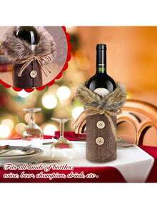 This Two-Piece Christmas-Themed Wine Bottle Decorating Set Includes Ornaments, Sleeves, And Bottle Bags. It's Ideal For Decorating Your Table At Holiday Parties. - G-JT101+G-JT102 - 查看 10