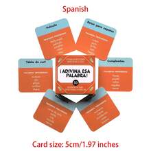 Adivinha Esta Palavra - Um Jogo de Cartas Mini Popular Espanhol com 50 Cartas, Ideal para Reuniões com Amigos e Família, Bem como Presentes de Feriados. Este Jogo de Cartas Aumenta o Entretenimento Social, Jogos de Festa. Tamanho da Carta: 5cm/1,97 Polegadas - Laranja - Visão 7