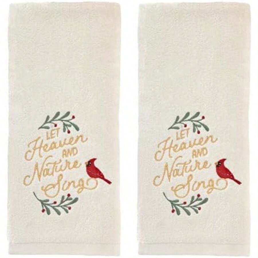 SKL Home - Juego de 2 Toallas de Mano de Trineo de muñ de Nieve para Navidad, Invierno, para baño, Cocina, Bar y Regalo, Color Azul(Cielo y naturaleza cantan) - Multicolor - Ver 1
