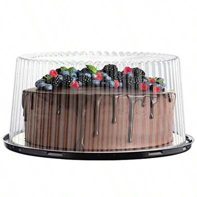 10-11" Plastic Disposable Cake Containers Carriers With Dome Lids And Cake Boards 3 Round Cake Carriers For Transport Clear  Cake Boxes/Cover 2-3 Layer Cake Holder Display Containers.