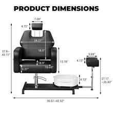 Pediküre-Stuhl mit Hydrauliklift & Massage-Becken - Verstellbarer Spa-Behandlungsplatz mit 360° Drehfunktion, Hocker, Fußstütze - Für Salon & Privatgebrauch