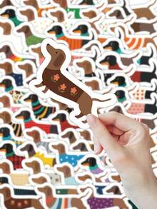 64 BUC/PACHET Autocolante drăguțe cu câini Dachshund, autocolante adorabile pentru animale de companie pentru autocolante metalice pentru telefon și penar școlar, decor distractiv pentru iubitorii de câini și studenți - Multicolor - Vizualizare 4