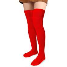 Women Thigh High Socks Extra Long Cotton Knit Warm Thick Tall Long Boot Stockings Leg Warmers,28126067 - 紅色 - 查看 5