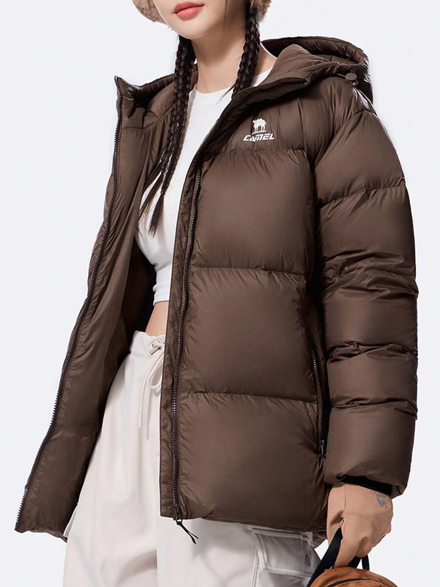 CAMEL CROWN Outdoor Down Jacket, Autumn/Winter Sports Down Jacket, 90% Down Filled, Windproof Warm Hooded Thick Coat - French Brown - View 1