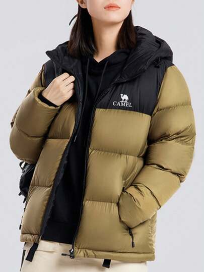 CAMEL CROWN Outdoor Down Jacket, Autumn/Winter Sports Down Jacket With 90% Down Fill, Windproof And Warm, Hooded Padded Coat