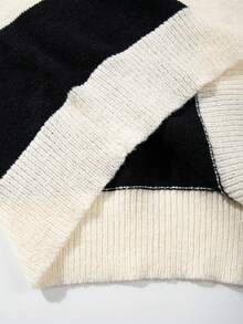 Autumn/Winter Korean Style Casual Striped Contrast Color Polo Collar Lightweight Slim Fit Pullover Knit Top - Beige - View 9