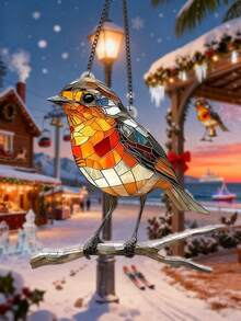 2个/1个知更鸟阳光捕手（8英寸 x 8英寸）2D亚克力装饰牌，户外及花园用品，庭院及花园装饰，园艺装饰品，适用于房间、卧室、厨房、家居、墙面、婚礼、农舍、花园、万圣节、秋季、圣诞节、乡村房屋装饰/圣诞装饰/圣诞家居装饰/圣诞礼物 - 彩色 - 查看 5