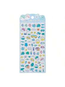 3D Kristall Aufkleber Wolkenkaninchen, holografischer Apfel, Teddybär, Süßigkeiten Dekorationsaufkleber, Lern-Belohnungsaufkleber für Kinder