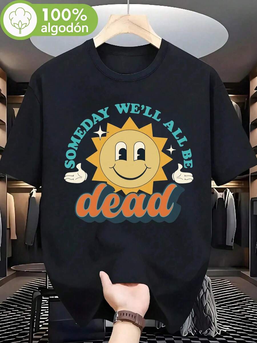 Camiseta Hombre, 100% Algodón, Manga Corta, Negro, Estampado Humor Negro Sol, Casual, Trendy, Para Amantes De Ironía, Playeras De Moda, Uso Cotidiano, Envío Nacional México,ropa de hombre,parejas,envio nacional,regalo para hombre,oversize hombre. - Negro - Ver 1