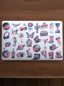 YWWBLD 50 piezas Pegatinas de cielo estrellado, regalos de fiesta y decoración del hogar, recompensa de clase, regalo de cumpleaños, decoración, scrapbooking, laptop, equipaje, guitarra, vaso de agua, funda de teléfono, manualidades DIY - Multicolor - Ver 7