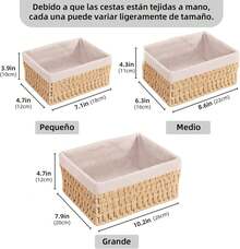Canastas Organizadoras,3 Piezas Juego de cestas organizadoras,Cestas tejidas a mano para almacenamiento y baño, hogar,dormitorio y Baño,Diseño Decorativo para Hogar (Beige B) - Café A - Ver 7