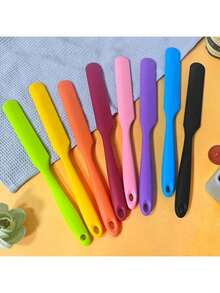 1/3pcs Silicone Spatula, Heat-Resistant Cake Cream Peanut Butter Spatula, Batter Stirring Spatula, Non-Stick Bread Spatula, Rubber Kitchen Mixing Pot Spatula, Long Handle - Multicolor - View 8