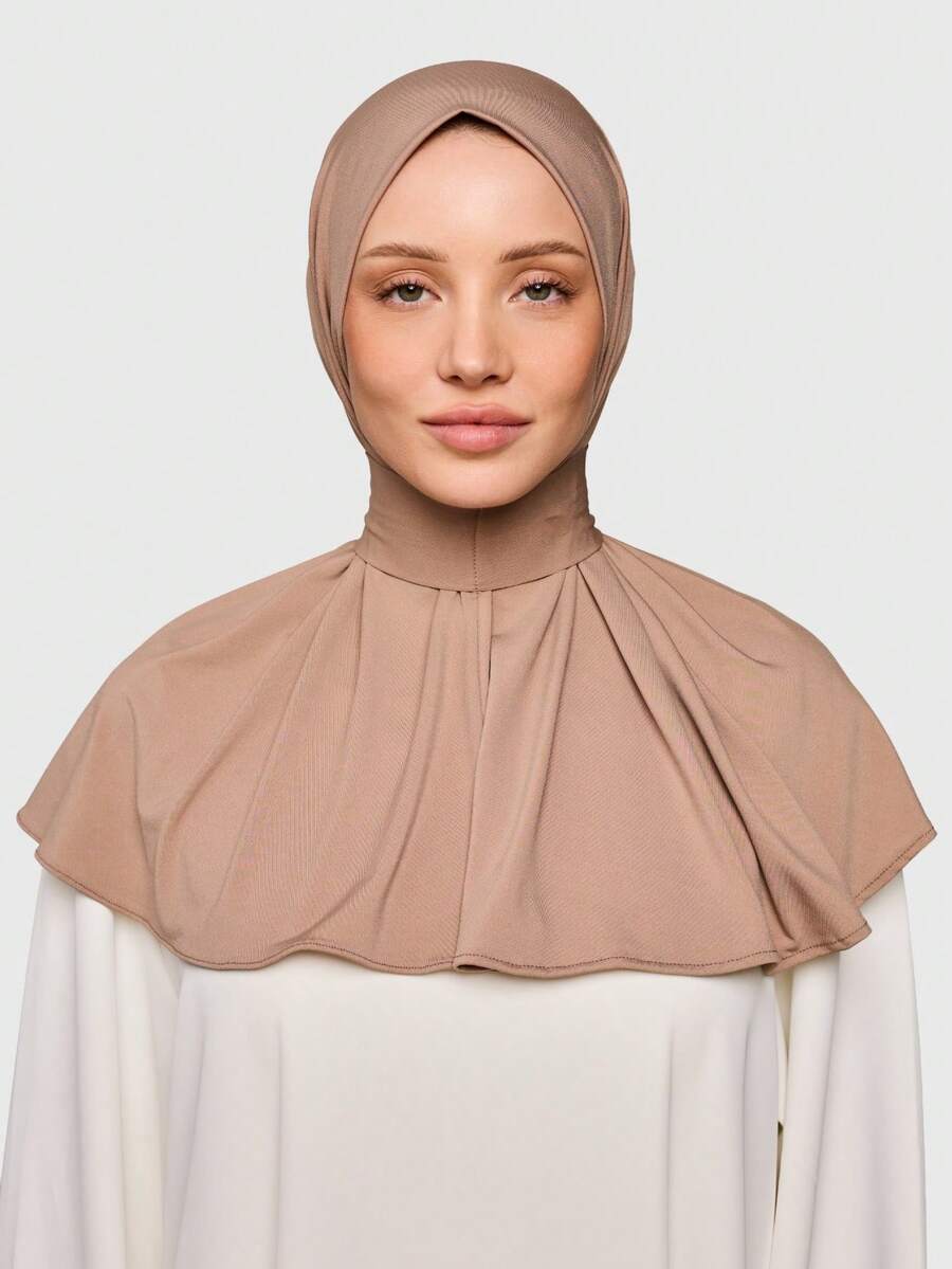 1 pieza Gorra hiyab elegante y casual de moda, clásica y minimalista, de tela de viscosa suave y sedosa, transpirable, con ala larga y versátil, adecuada para la vida diaria, festivales, reuniones y oraciones