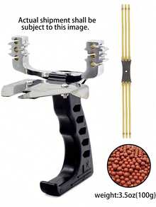 一套户外狩猎弹弓套装，包含弹弓、橡皮筋和飞碟弹，适用于户外狩猎、射击练习、钓鱼等，是一款多功能成人户外射击练习弹弓。 - 黑色 - 查看 11