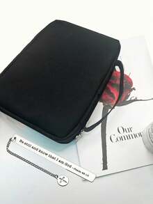 1pc Fashionable And Minimalist Easter Cross Jesus Printed Bible Bag And1pc Stainless Steel Bookmark With Cross And Chain, Handbag With Handle Zipper Pocket - Multicolor - View 12