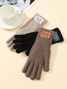 1 Pair Women's Thick Warm Knitted Gloves, Fleece Lined For Winter Outdoor Cycling - Fingerless Gloves - View 3