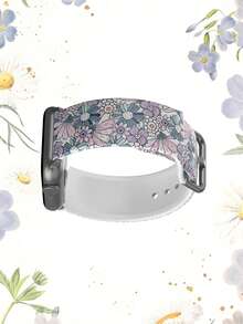 1条柔软、弹性、透气的薰衣草粉色花卉图案替换腕带，适用于 38mm/40mm/41mm/45mm/44mm/42mm/49mm，时尚休闲多色硅胶表带，兼容 Ultra系列、S10/SE/9/8/7/6/5/4/3/2/1智能手表 - 彩色 - 查看 5